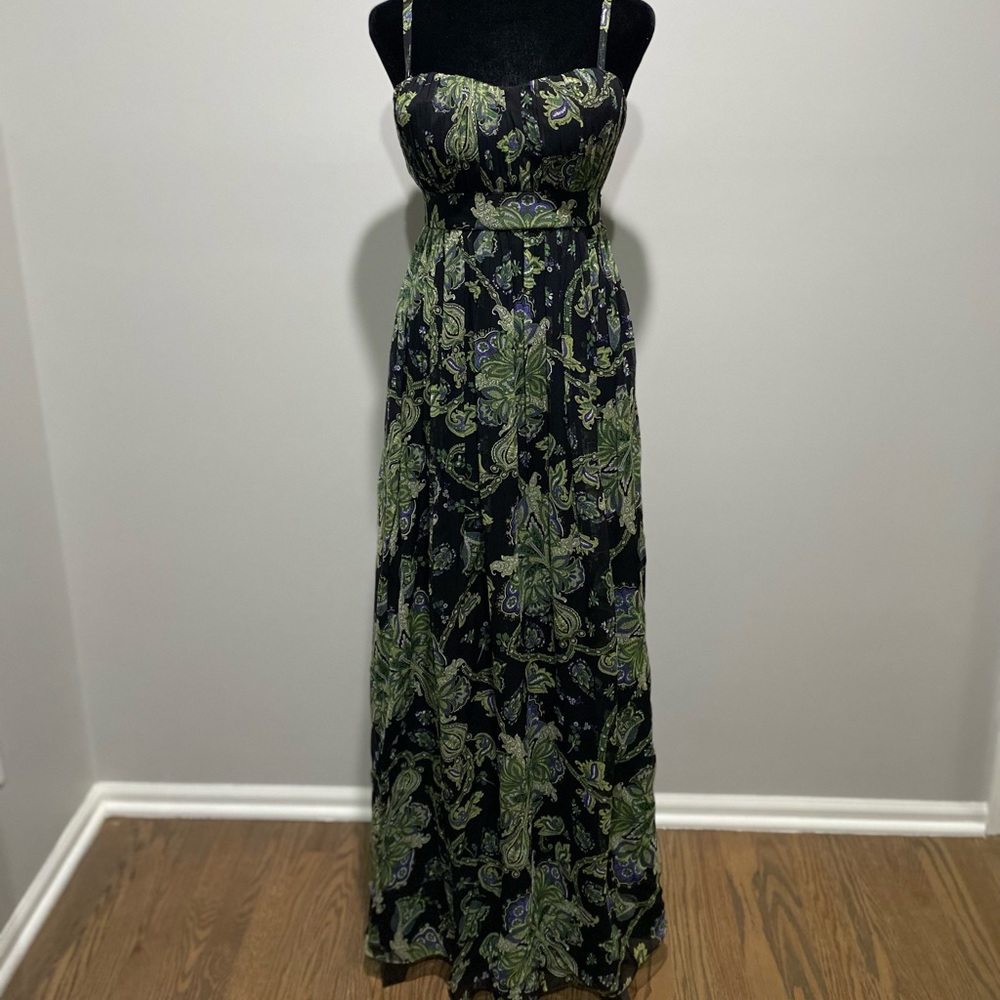 Gianni Bini dress, size 0, black and green paisley